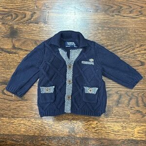 Baby Boy Mayoral Navy Blue Cardigan, 6 Months